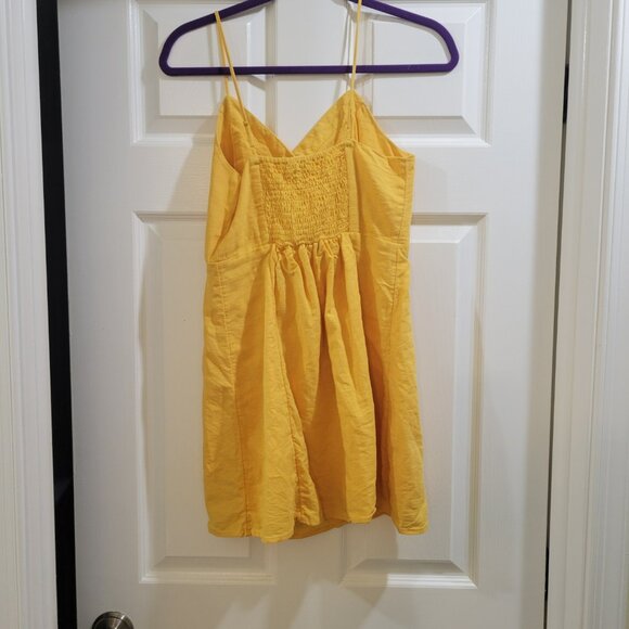 American Eagle Yellow Mini Dress With Button Details Size S Petite - Picture 2 of 3